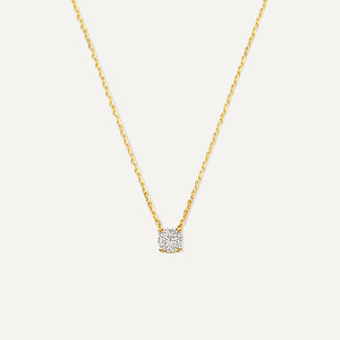 14 Karat Gold Round Cut Cubic Zirconia Pendant Necklace - 1