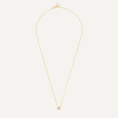 Or 14 Carats Collier Pendentif Rond Zircon Pavé - 13