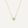 Or 14 Carats Collier Pendentif Rond Zircon Pavé - 1
