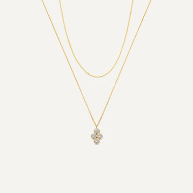 Or 14 Carats Set de Colliers Fleur Essential Zircon - 1