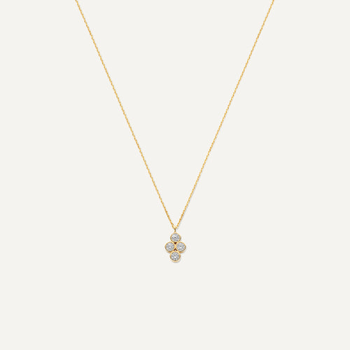 14 Karat Gold Cubic Zirconia Flower Pendant Necklace