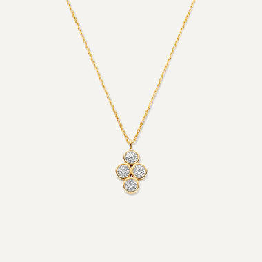 14 Karaat Goud Zirkonia Bloem Pendant Ketting - 1