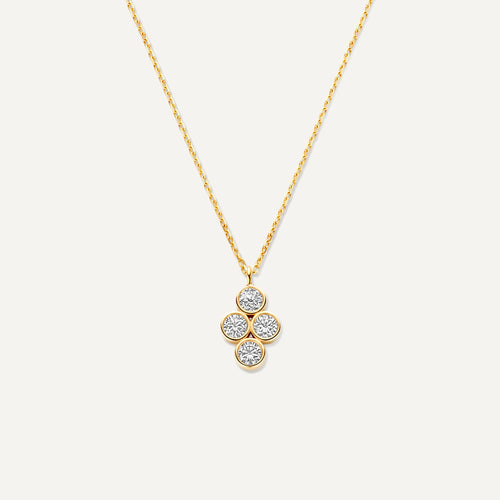 tov essentials Zirkonia Bloem Pendant Ketting 14 Karaat Goud