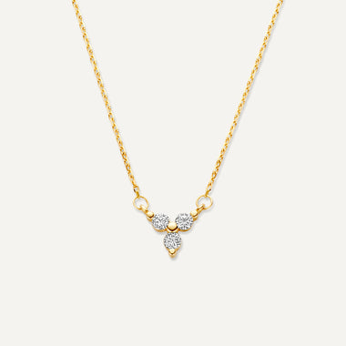 585er Gold Zirkonia Lotus Anhänger Halskette - 1