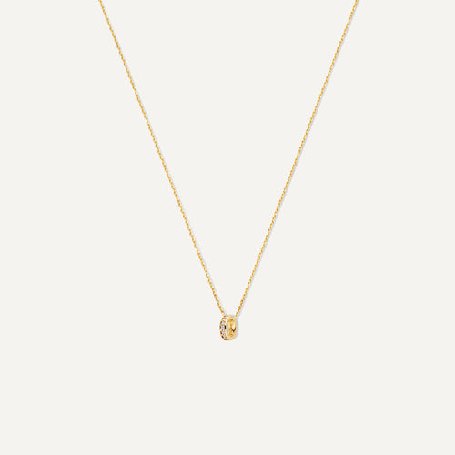 14 Karat Gold Cubic Zirconia Infinity Ring Necklace