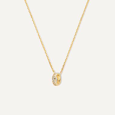 Gold Cubic Zirconia Ring Pendant Necklace of 14 Karat Gold