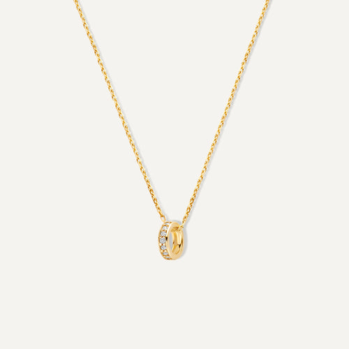 tov essentials Zirkonia Ring Pendant Ketting 14 Karaat Goud