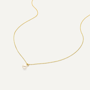 14 Karaat Goud Parel Pendant Ketting - 8