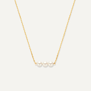 14 Karaat Goud Geschakelde Parel Ketting - 1