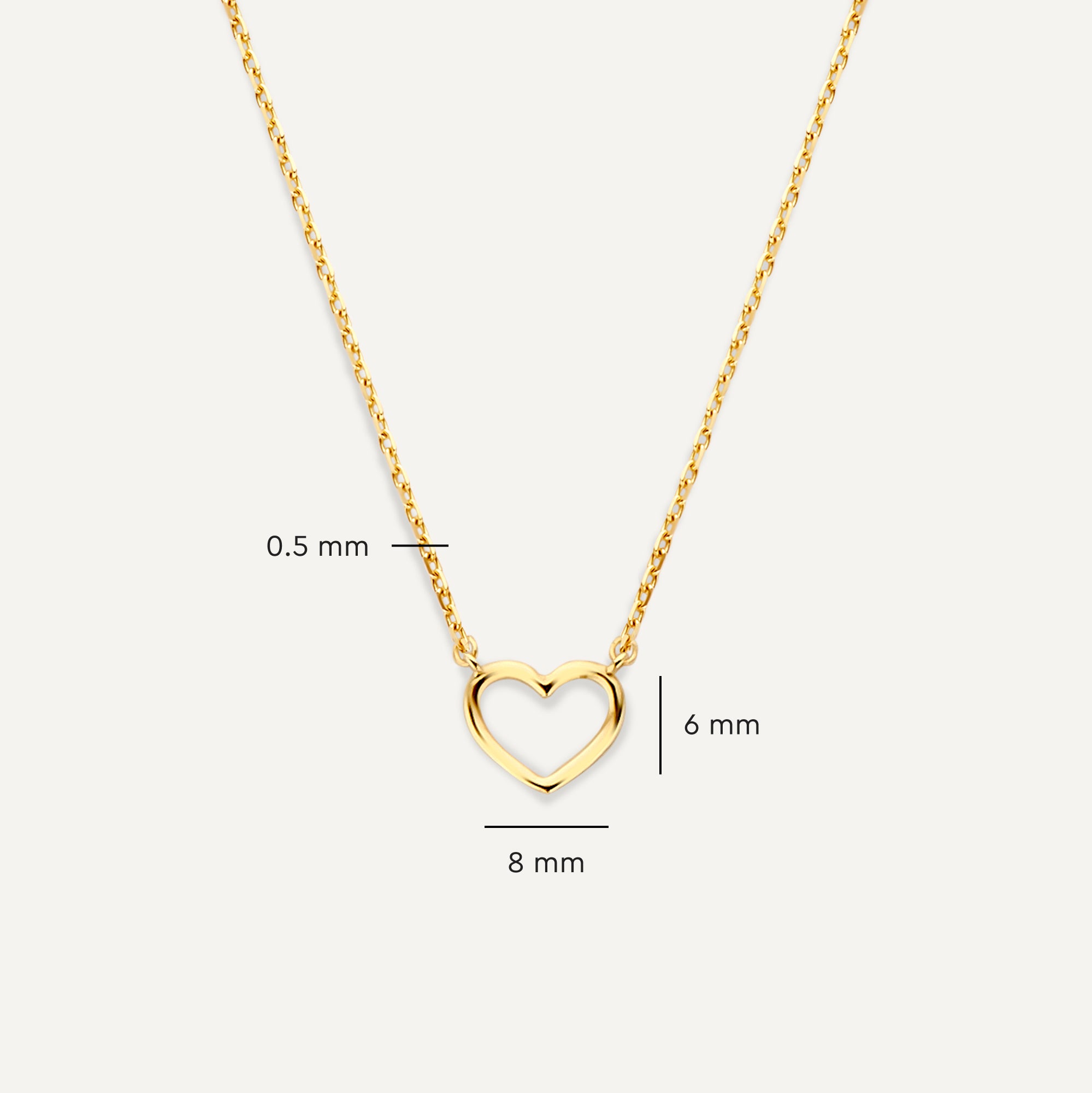 Gold Open Heart Pendant Necklace of 14 Karat Gold for Women