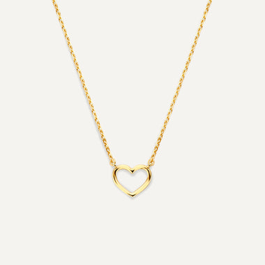 Or 14 Carats Collier Pendentif Cœur Ouvert - 1
