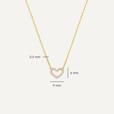 14 Karat Gold Pavé Cubic Zirconia Open Heart Pendant Necklace - 9