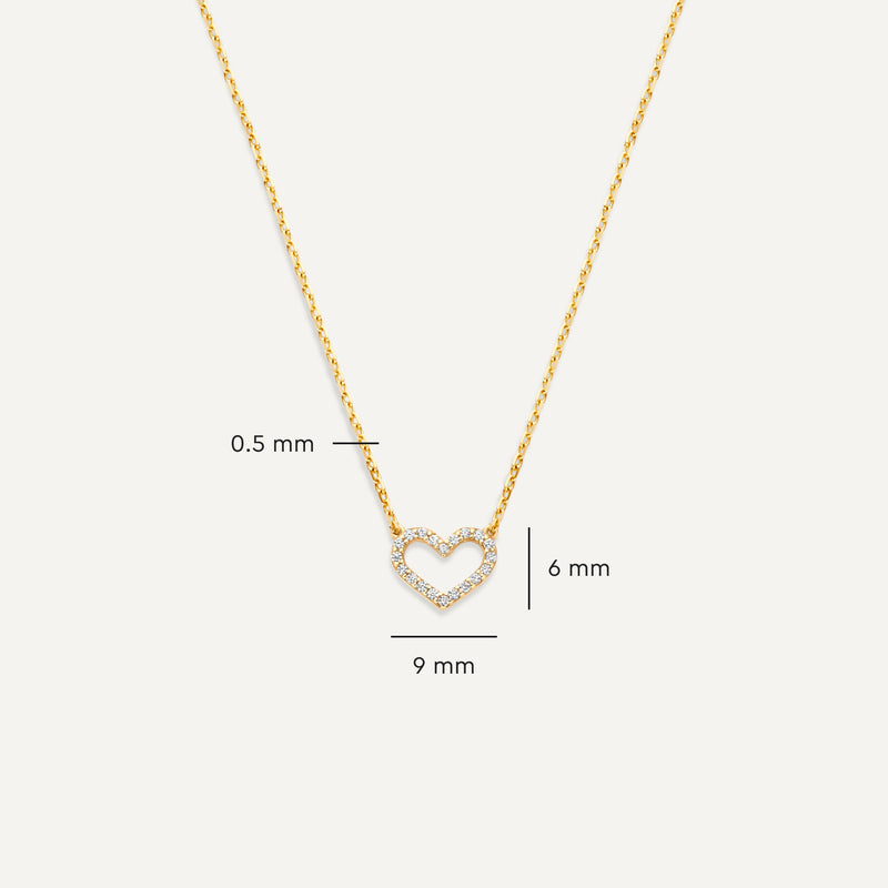 Pavé Cubic Zirconia Open Heart Pendant Necklace