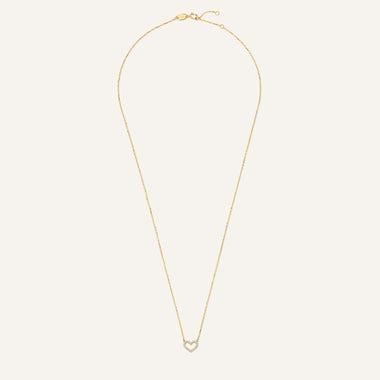 Gold Pavé Cubic Zirconia Open Heart Pendant Necklace Women