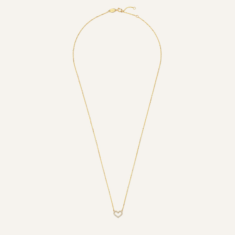 Pavé Cubic Zirconia Open Heart Pendant Necklace