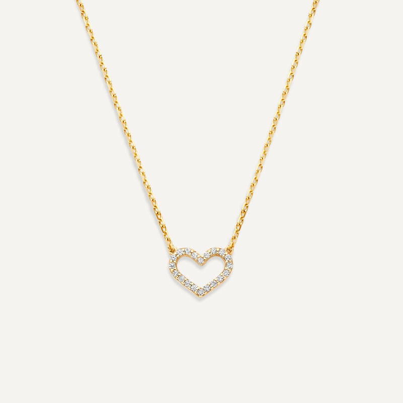 Pavé Cubic Zirconia Open Heart Pendant Necklace