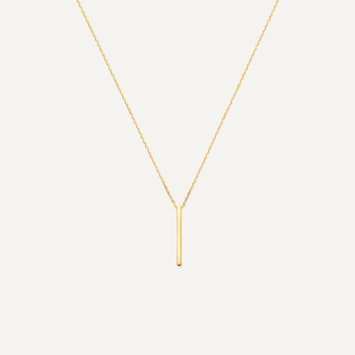 14 Karat Gold Vertical Bar Pendant Necklace