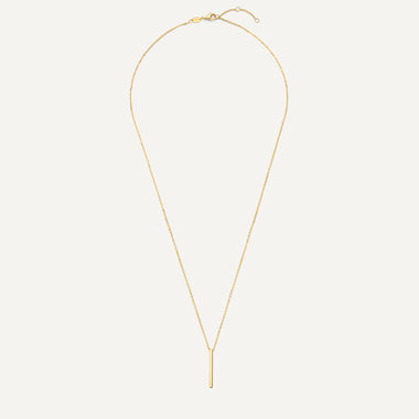 14 Karat Guld Vertikal Stav Hänge Halsband - 11