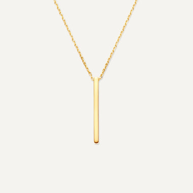 14 Karat Gold Vertical Bar Pendant Necklace - 1