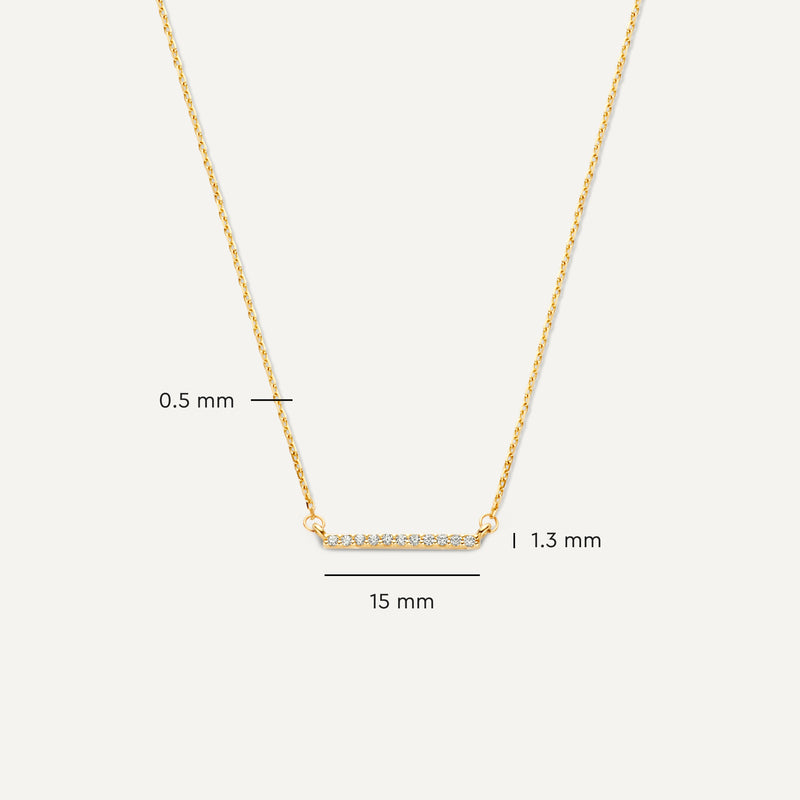 Collier Pendentif Bar Zircon Pavé