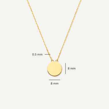 Gold Coin Pendant Necklace of 14 Karat Gold for Women