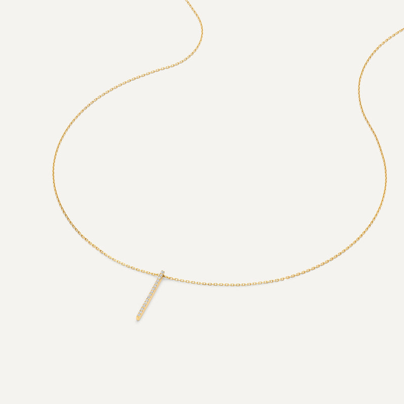 Pavé Zirkonia Verticale Staaf Pendant Ketting