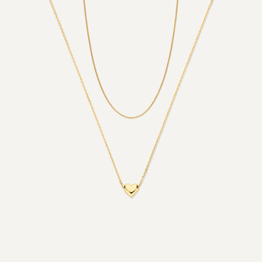 14 Karaat Goud Puffy Hart Box Schakelketting Set - 1