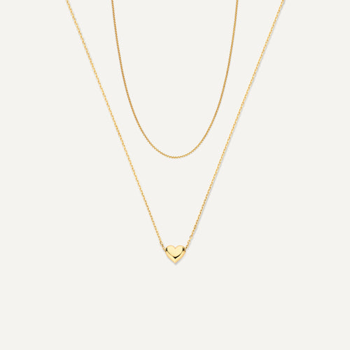 tov essentials Puffy Hart Box Schakelketting Set 14 Karaat Goud