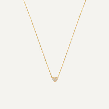 14 Karat Gold Pavé Cubic Zirconia Heart Pendant Necklace - 1