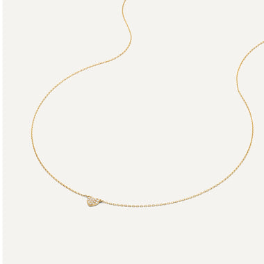14 Karaat Goud Pavé Zirkonia Hart Pendant Ketting - 6