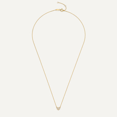 14 Karaat Goud Pavé Zirkonia Hart Pendant Ketting - 10