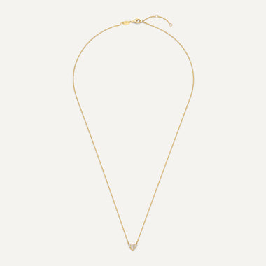 14 Karaat Goud Pavé Zirkonia Hart Pendant Ketting - 9