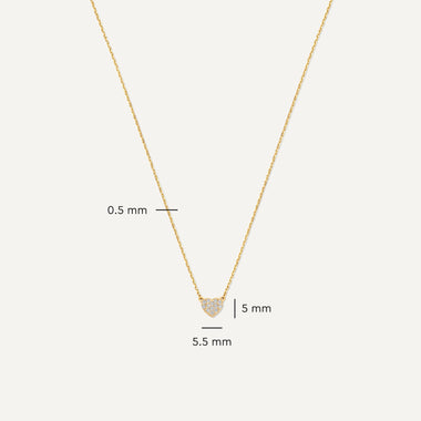 14 Karaat Goud Pavé Zirkonia Hart Pendant Ketting - 8