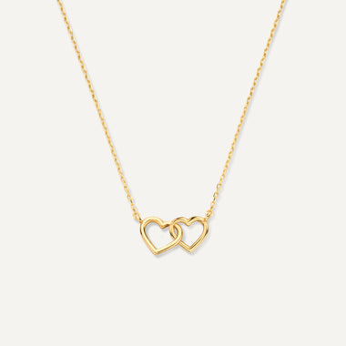 Linked Heart Pendant Necklace 14 Karat Gold for Women