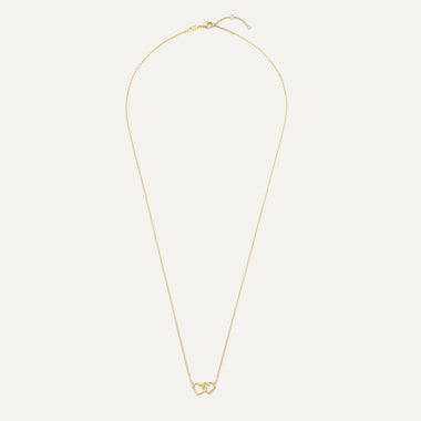 Ouro de 14 quilates Colar Pendente de Coração Ligado - 12