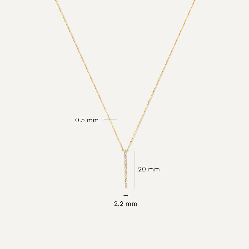 Pavé Zirkonia Verticale Staaf Pendant Ketting