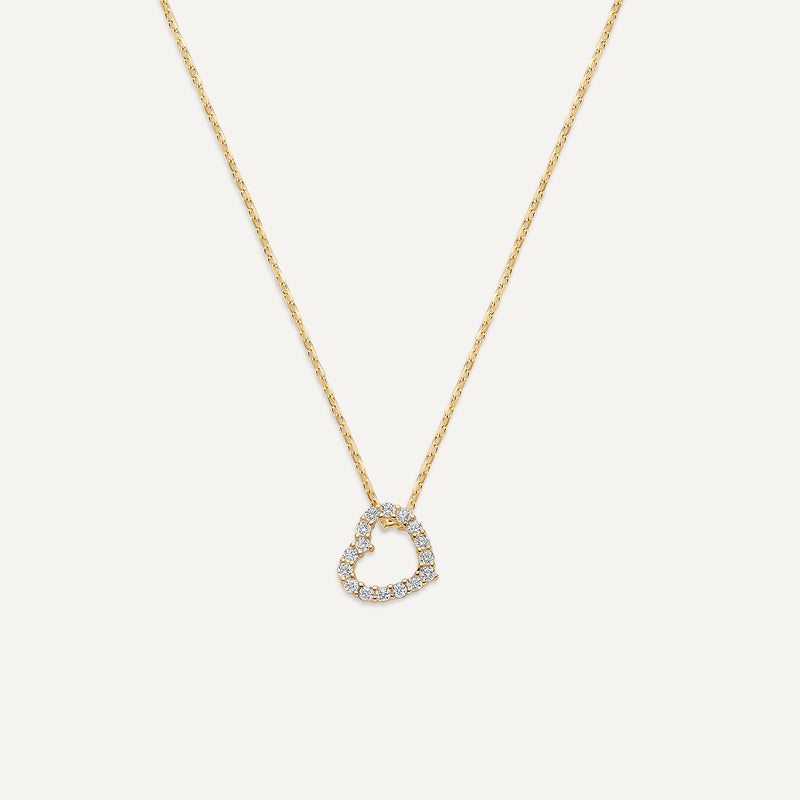 Pavé Cubic Zirconia Linked Open Heart Pendant Necklace