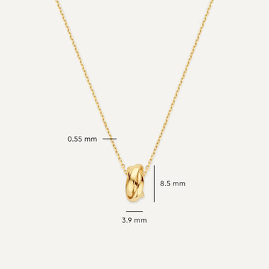 Oro de 14 Quilates Triple Band Ring Necklace - 7