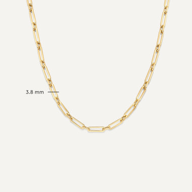 14 Karat Gold Paperclip Duo Chain Necklace - 4