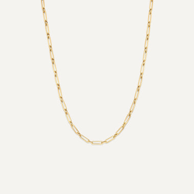 14 Karat Gold Paperclip Duo Chain Necklace - 1