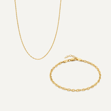 14 Karat Guld Twisted Chain Set - 1