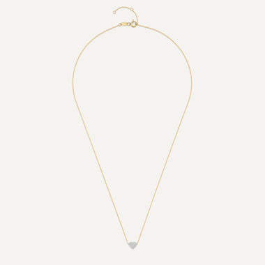 14 Karat Gold Pavé Cubic Zirconia Puffy Heart Pendant Necklace - 2
