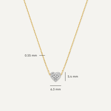 Oro de 14 Quilates Pavé Cubic Zirconia Puffy Heart Pendant Necklace - 6