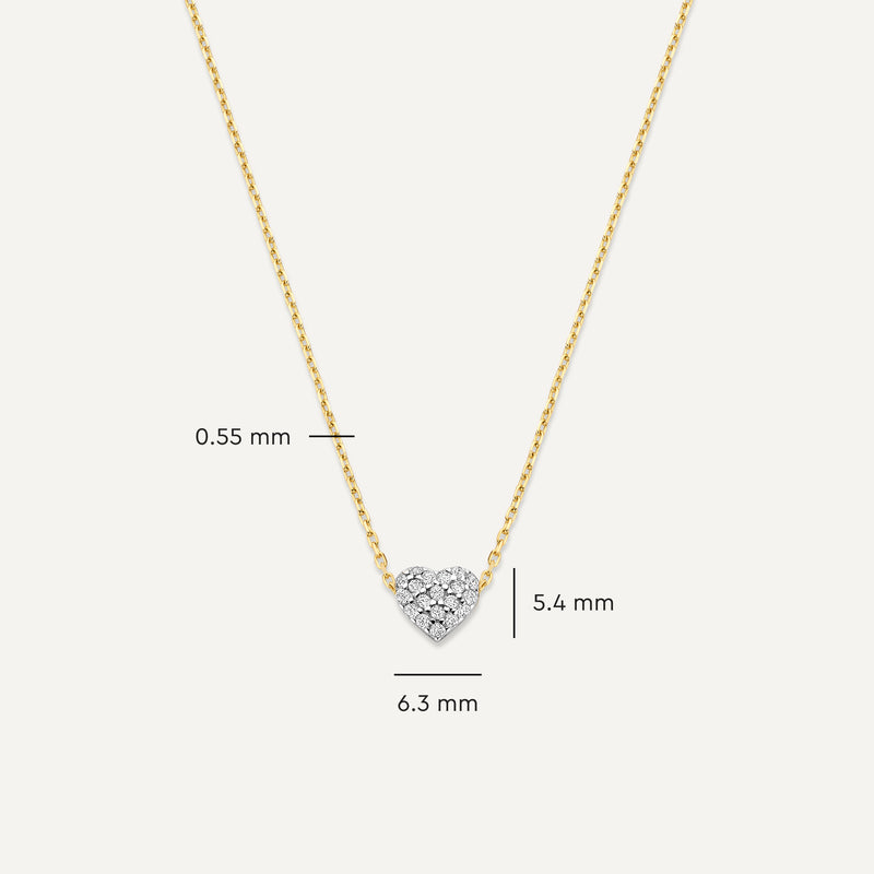 Pavé Cubic Zirconia Puffy Heart Pendant Necklace