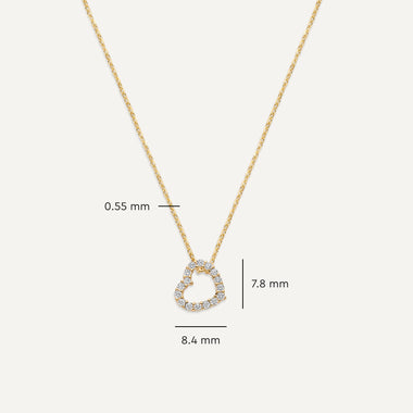 14 Karat Gold Pavé Cubic Zirconia Linked Open Heart Pendant Necklace - 6
