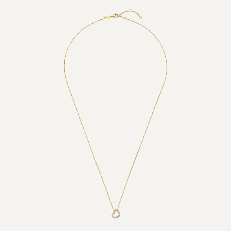Pavé Zirkonia Geschakeld Open Hart Hanger Ketting