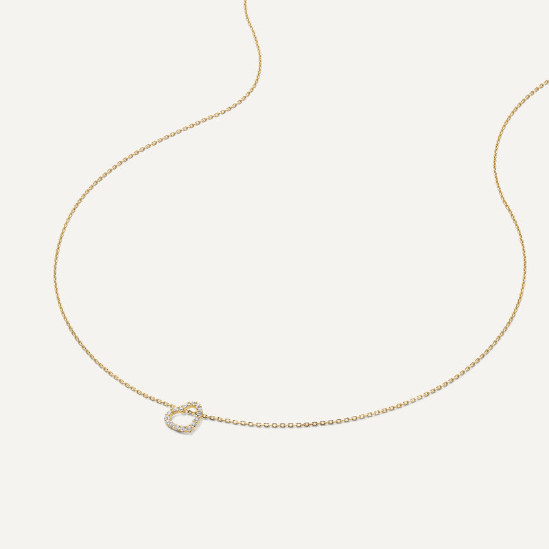 Pavé Cubic Zirconia Linked Open Heart Pendant Necklace