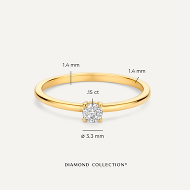 14 Karat Gold with Diamond Four Prong Diamond Solitary Ring (0.15 ct) - 5