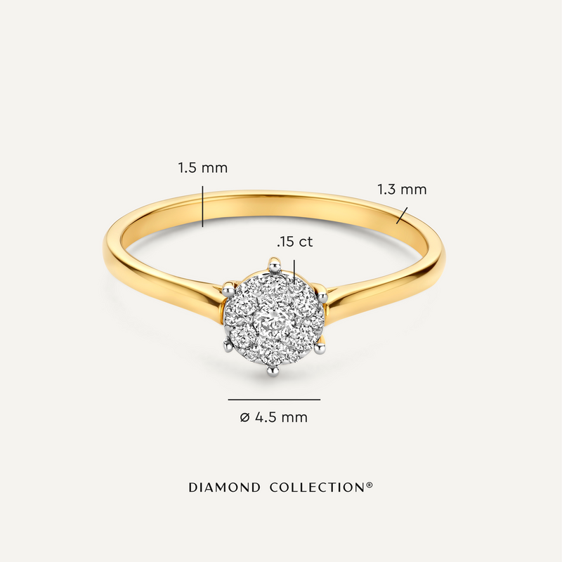 Six Prong Diamond Cluster Ring (0.15 ct)