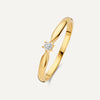 14 Karaat Goud met Diamant Six Prong Diamant Solitair Tapered Ring (0.05 ct) - 1